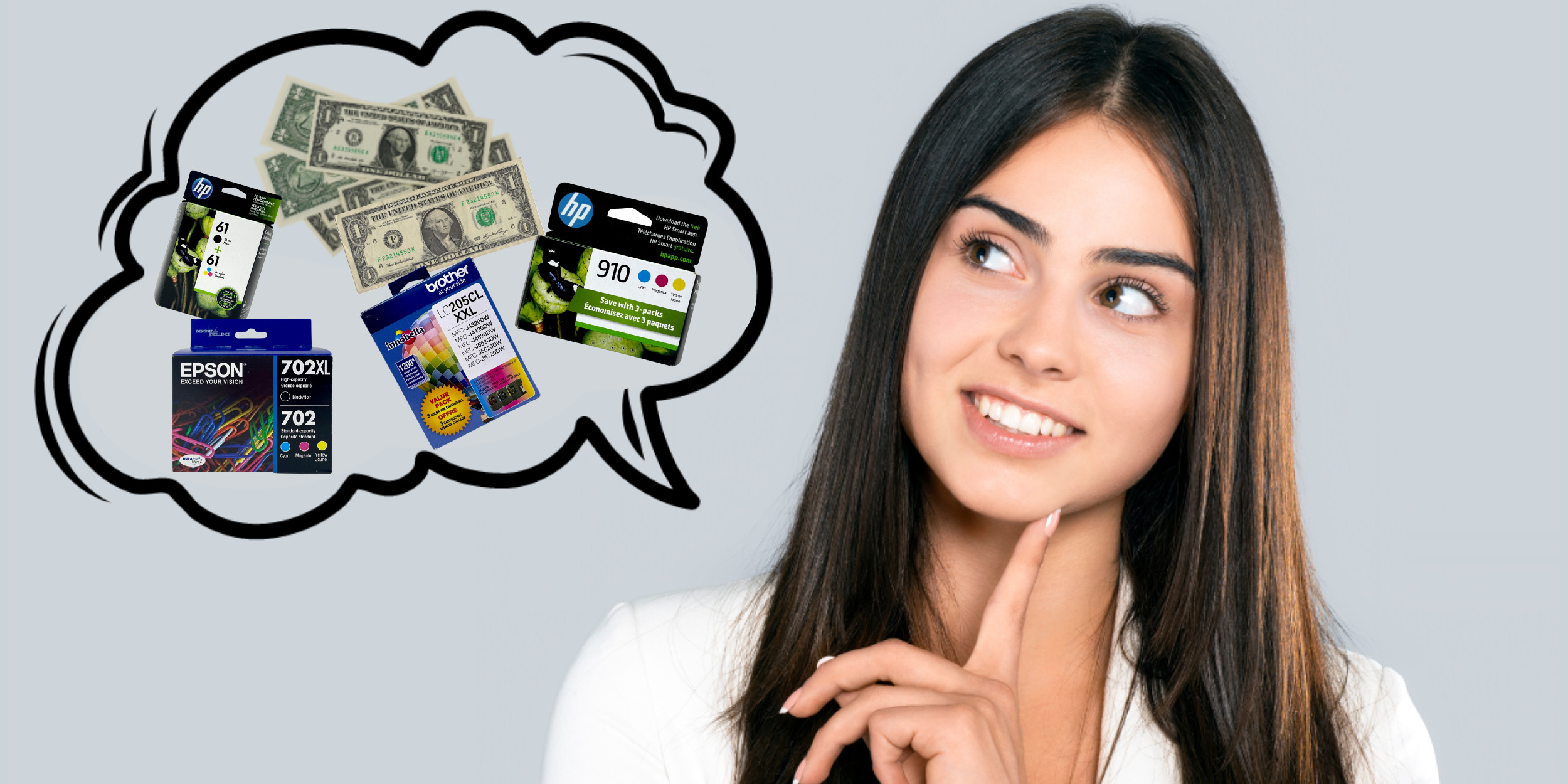 Girl thinking about selling cartridges