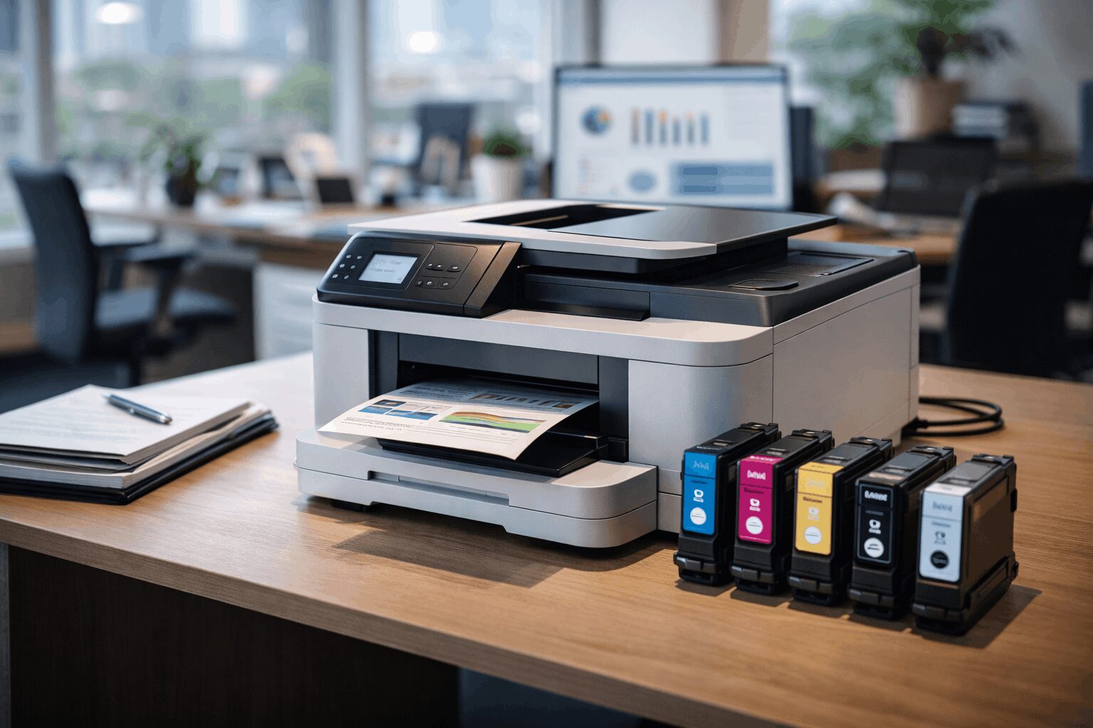 office printer toner cartridges workspace